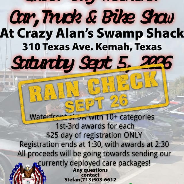 RAIN DATE:  LABOR DAY WEEKEND CARSHOW
