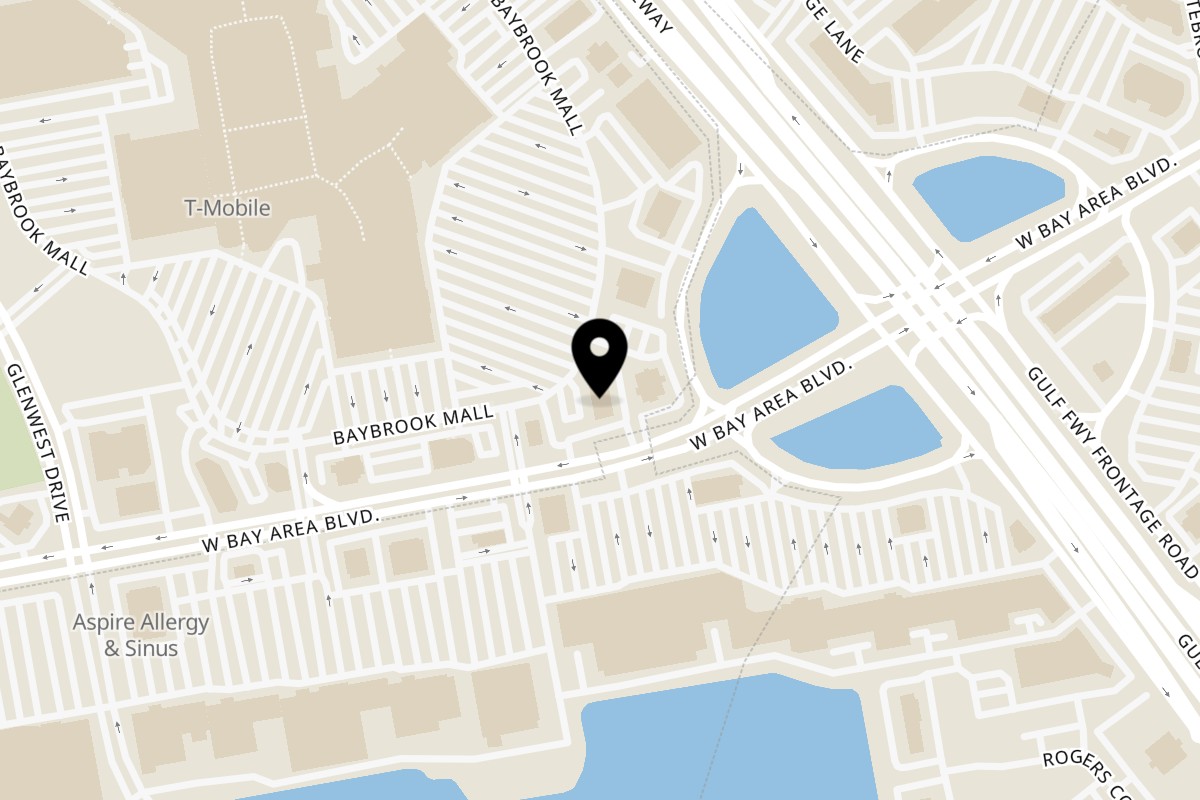 Map showing the location of Crazy Alan's Swamp Shack Swamp shack - Baybrook on 1330 W Bay Area Blvd in Friendswood